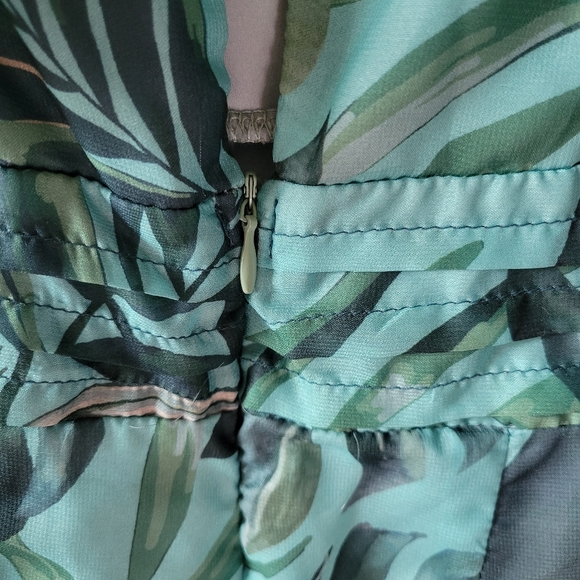 Green blue floral tropical summer vacation dress romper medium - Picture 5 of 5